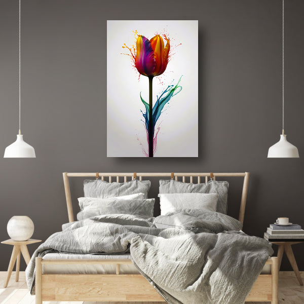 Abstracte kleurrijke tulp in vloeibare stijl poster