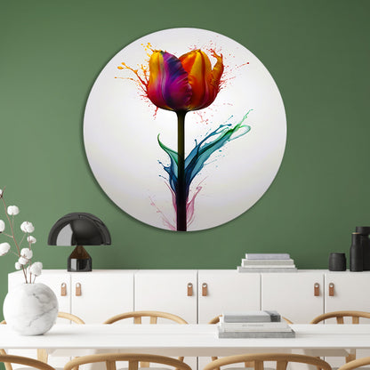 Abstracte kleurrijke tulp in vloeibare stijl forex muurcirkel