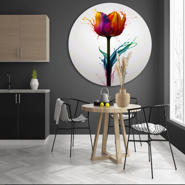 Abstracte kleurrijke tulp in vloeibare stijl forex muurcirkel