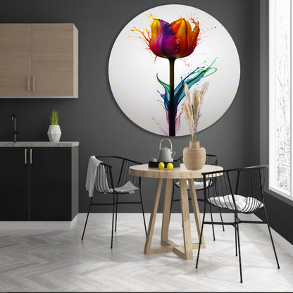 Abstracte kleurrijke tulp in vloeibare stijl forex muurcirkel