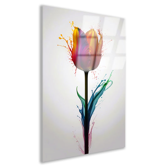 Abstracte kleurrijke tulp in vloeibare stijl acrylglas