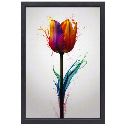 Abstracte kleurrijke tulp in vloeibare stijl canvas met baklijst