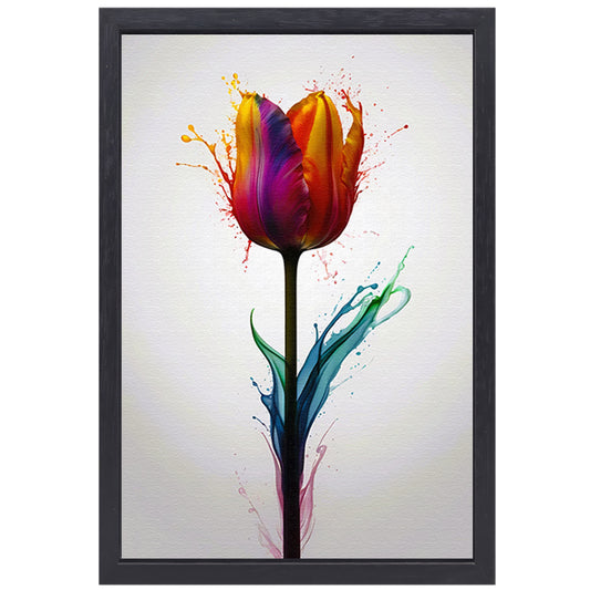 Abstracte kleurrijke tulp in vloeibare stijl canvas met baklijst
