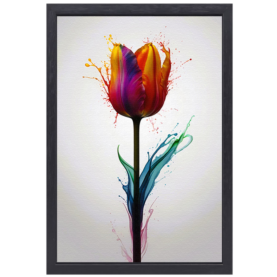 Abstracte kleurrijke tulp in vloeibare stijl canvas met baklijst