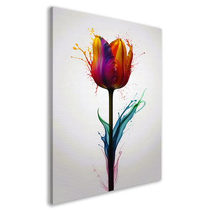 Abstracte kleurrijke tulp in vloeibare stijl canvas