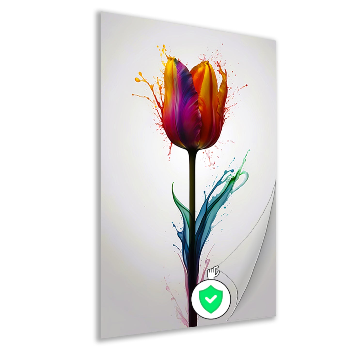 Abstracte kleurrijke tulp in vloeibare stijl poster