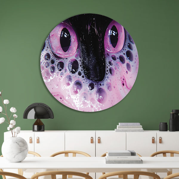 Abstracte dierenogen met kleurrijke zeepbellen forex muurcirkel