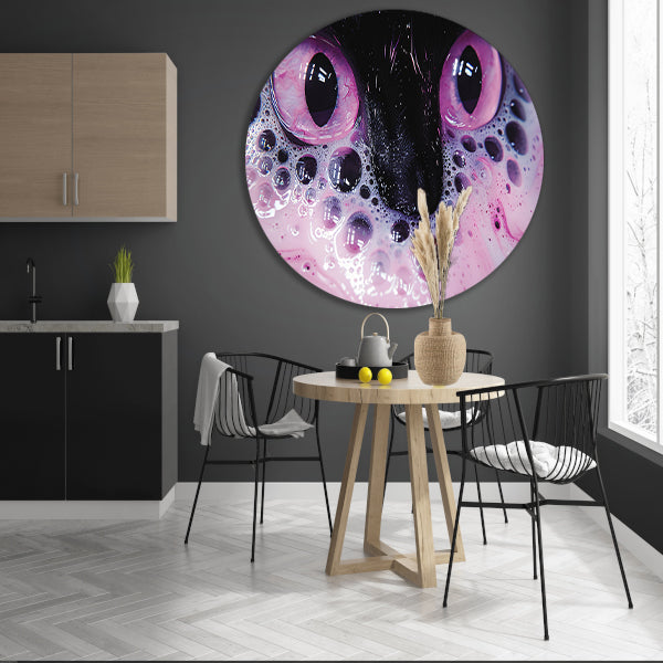 Abstracte dierenogen met kleurrijke zeepbellen aluminium muurcirkel