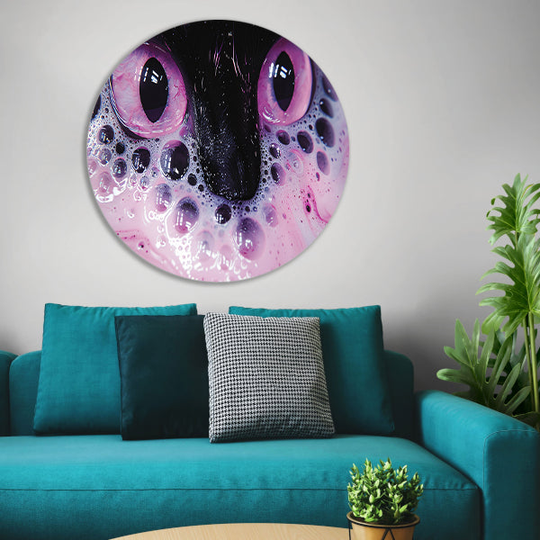 Abstracte dierenogen met kleurrijke zeepbellen aluminium muurcirkel