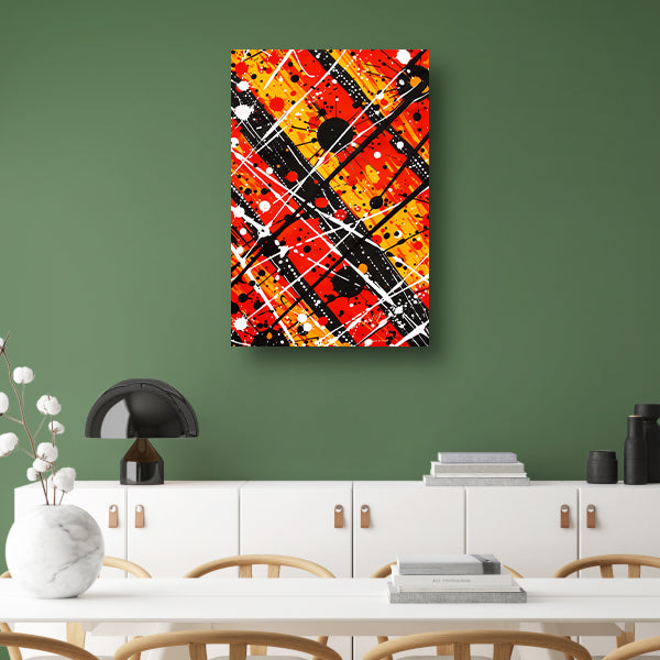 Abstracte kunst met dynamische kleuren en lijnen canvas met baklijst