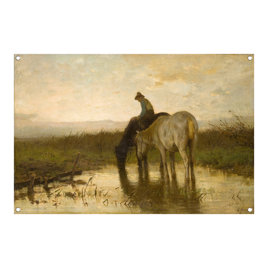 Drinkende paarden - Anton Mauve tuinposter