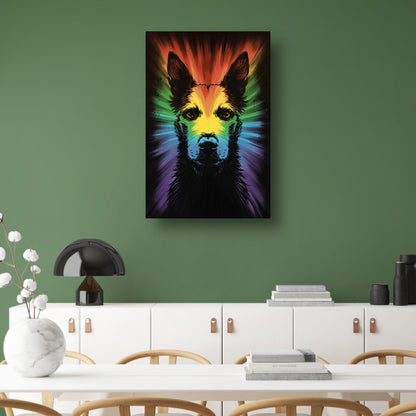 Kleurrijke regenbooghond kunst acrylglas