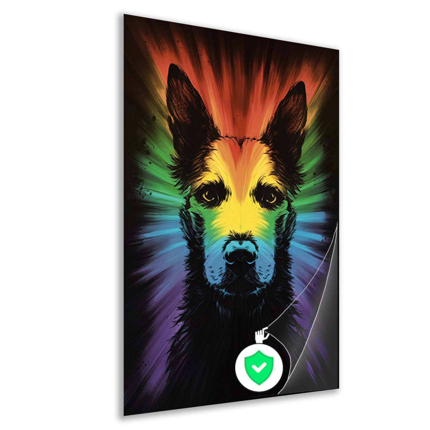 Kleurrijke regenbooghond kunst poster