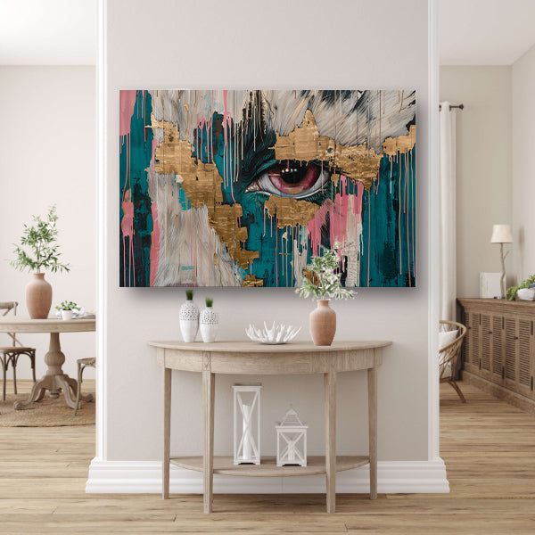 Abstracte kunst van een oog met goud poster