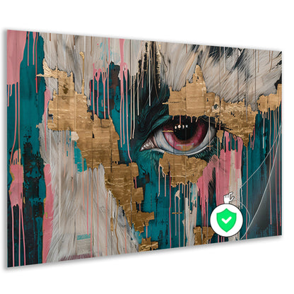 Abstracte kunst van een oog met goud poster