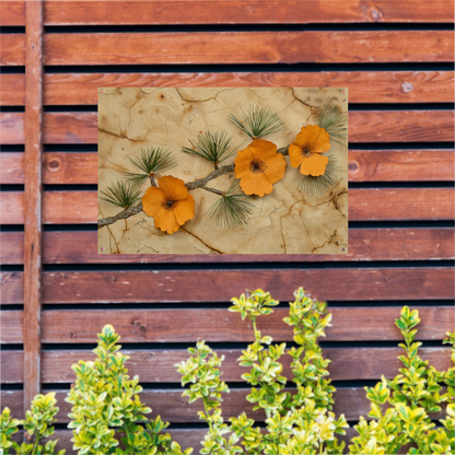 Minimalistische bloemen op een gebarsten achtergrond tuinposter