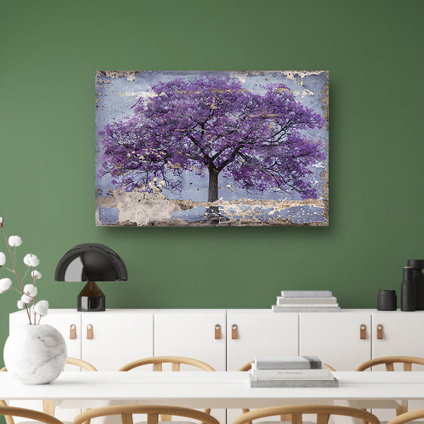 Abstract schilderij van een paarse boom poster