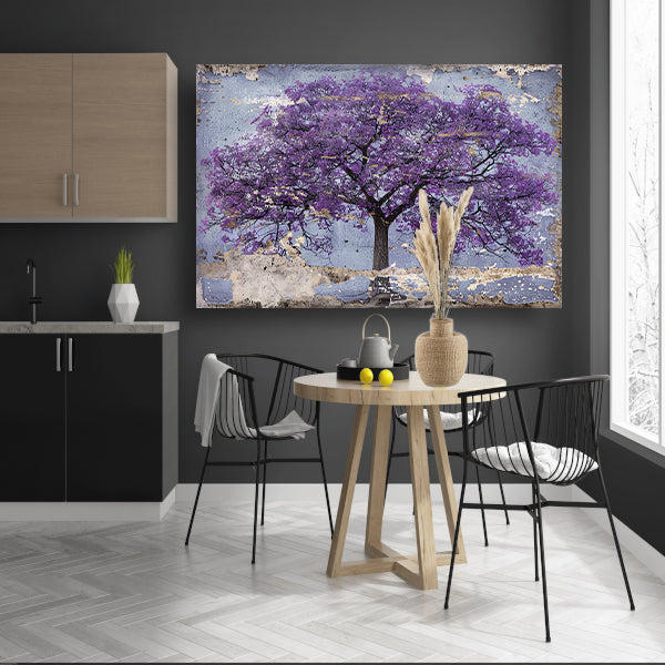 Abstract schilderij van een paarse boom poster