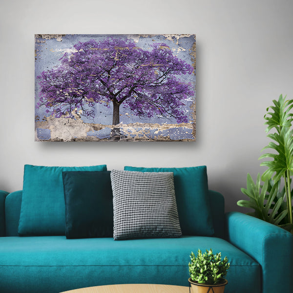 Abstract schilderij van een paarse boom poster