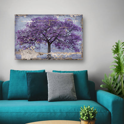 Abstract schilderij van een paarse boom poster