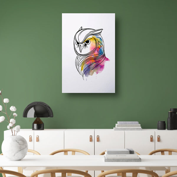Abstracte Kleurrijke Uil in Lijnkunst poster
