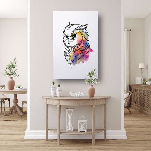 Abstracte Kleurrijke Uil in Lijnkunst poster