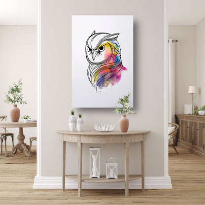 Abstracte Kleurrijke Uil in Lijnkunst poster