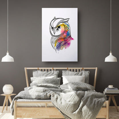 Abstracte Kleurrijke Uil in Lijnkunst poster