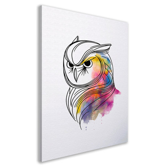 Abstracte Kleurrijke Uil in Lijnkunst canvas