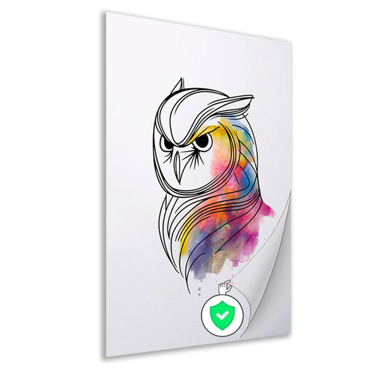 Abstracte Kleurrijke Uil in Lijnkunst poster