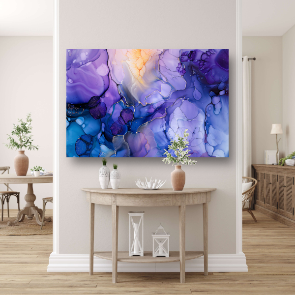 Abstract Expressionisme in Paars en Blauw canvas