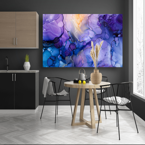 Abstract Expressionisme in Paars en Blauw canvas