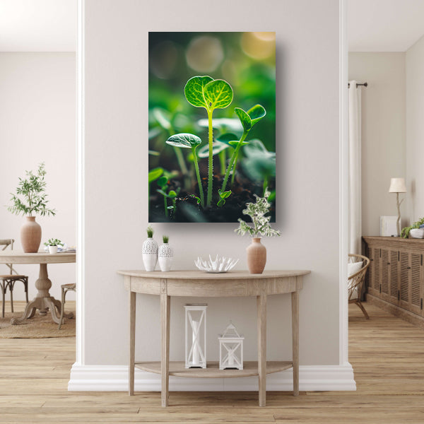 Close-up van jonge plantjes canvas