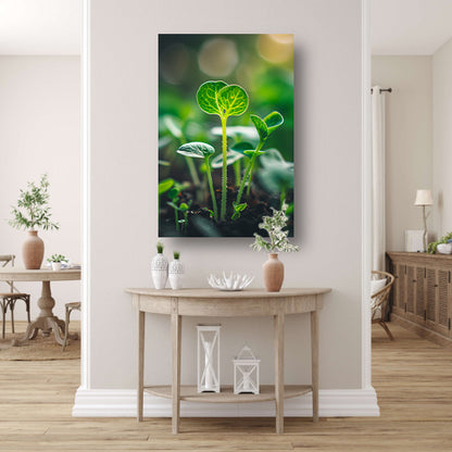 Close-up van jonge plantjes canvas