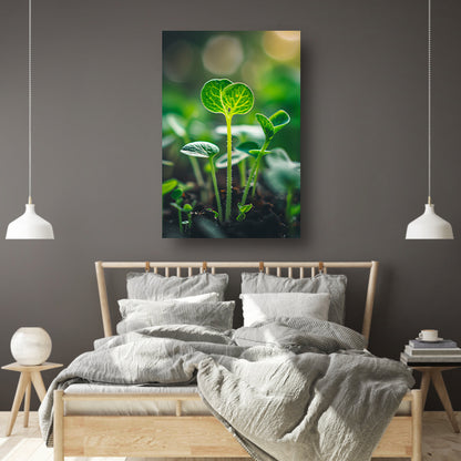 Close-up van jonge plantjes canvas