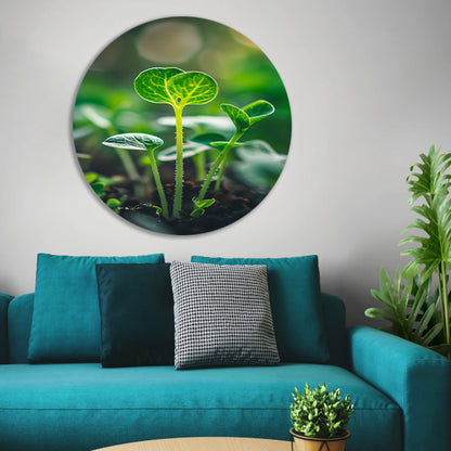 Close-up van jonge plantjes forex muurcirkel
