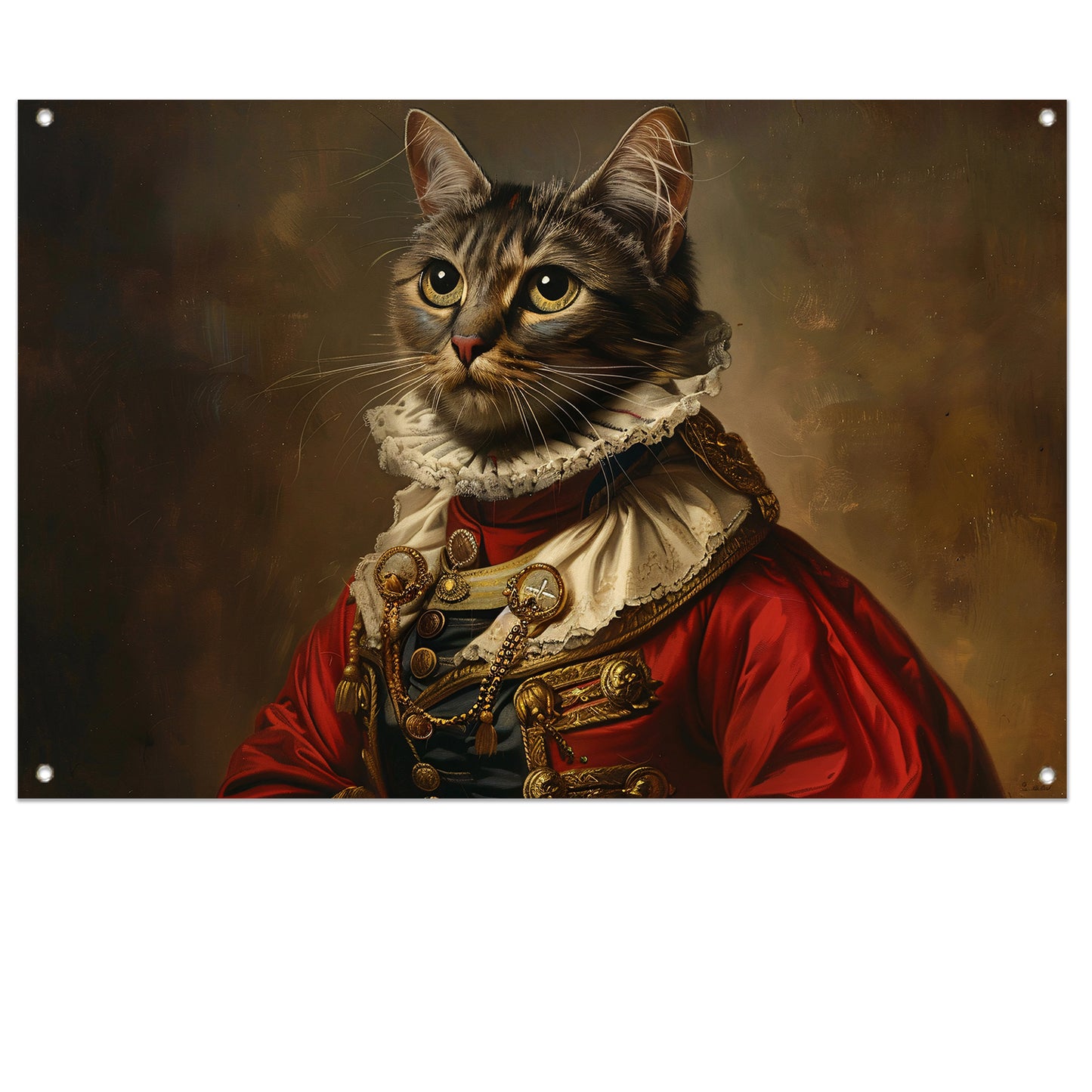 Majestueuze Kat in Koninklijke Kledij tuinposter