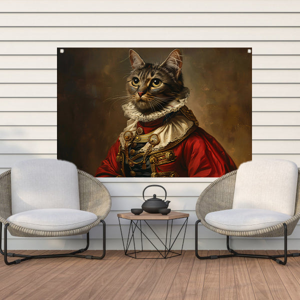 Majestueuze Kat in Koninklijke Kledij tuinposter