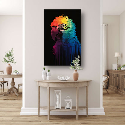 Regenboogkleurige papegaai in abstracte kunst canvas