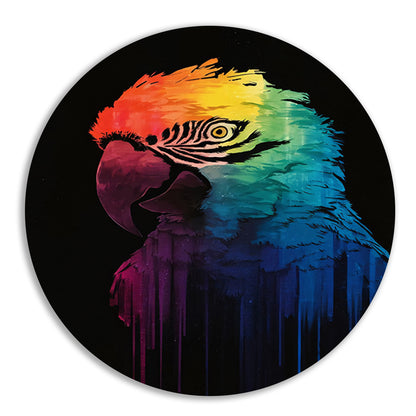 Regenboogkleurige papegaai in abstracte kunst forex muurcirkel