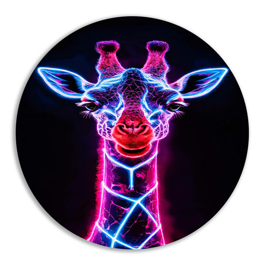 Neon futuristische giraffe met holografische lichten forex muurcirkel