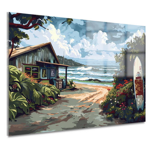 Minimalistisch Strandhuis met Bomen acrylglas