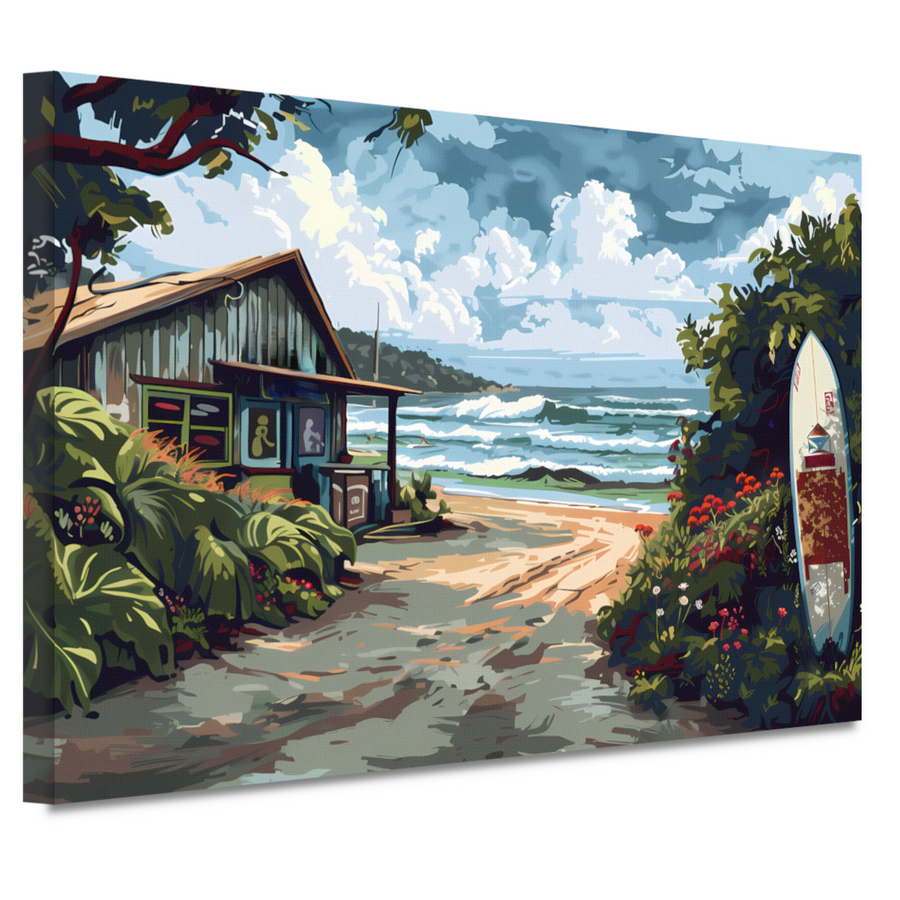 Minimalistisch Strandhuis met Bomen canvas