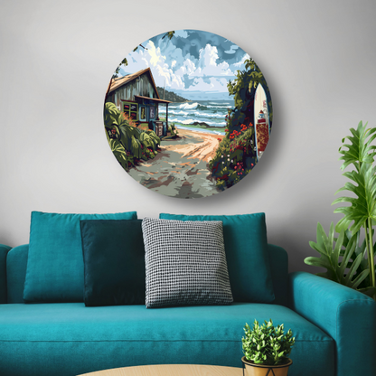 Minimalistisch Strandhuis met Bomen forex muurcirkel