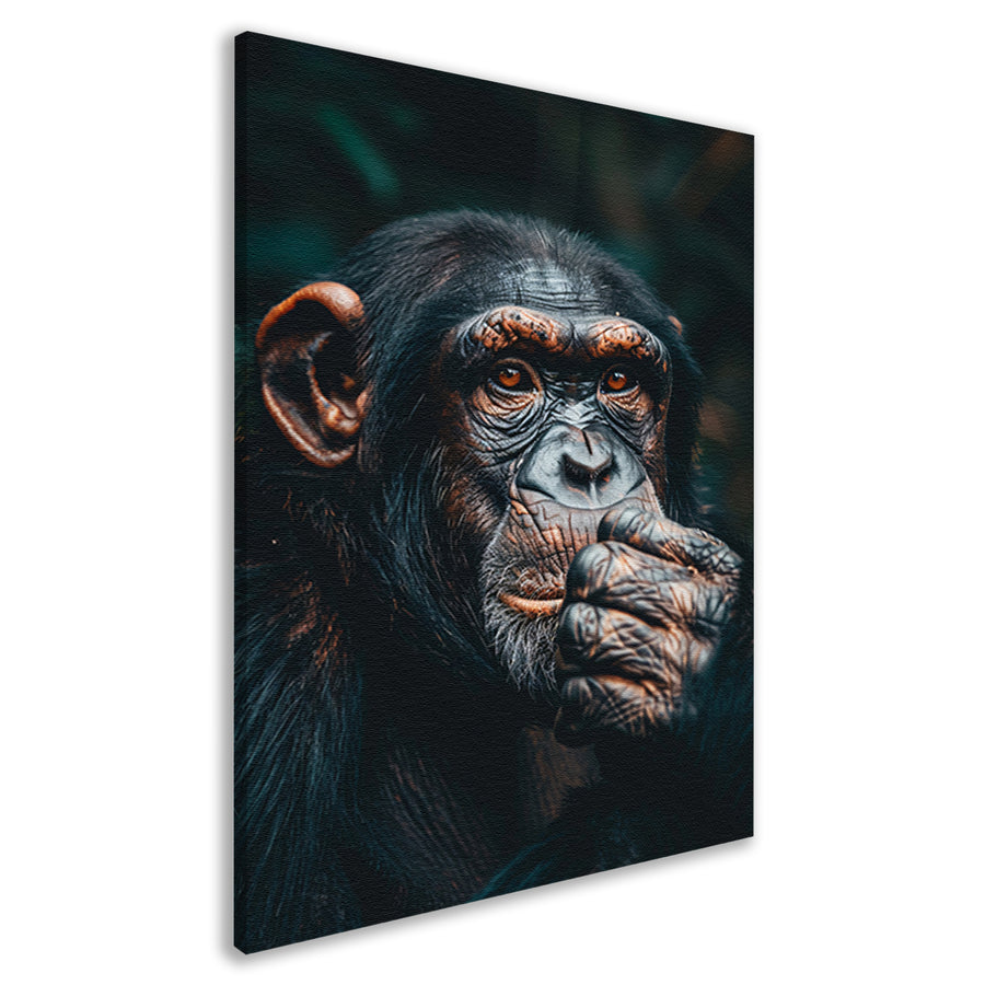 Gedetailleerd portret van een denkende chimpansee canvas