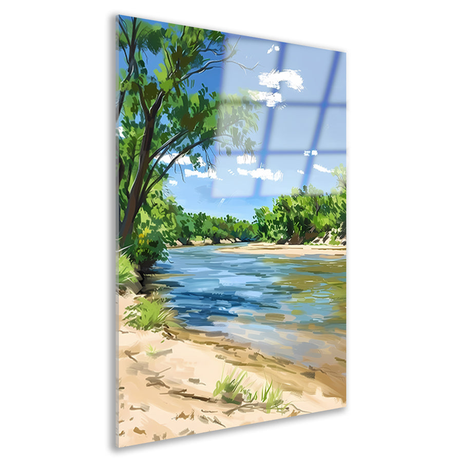 Digitale kunst van een serene rivier acrylglas