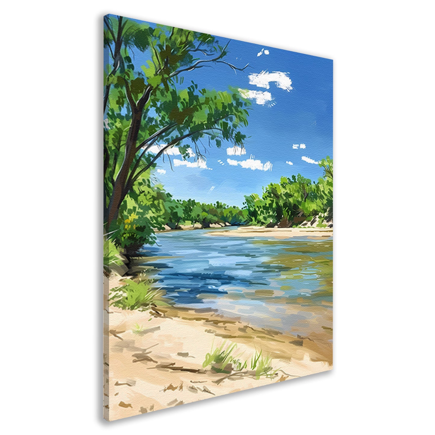 Digitale kunst van een serene rivier canvas