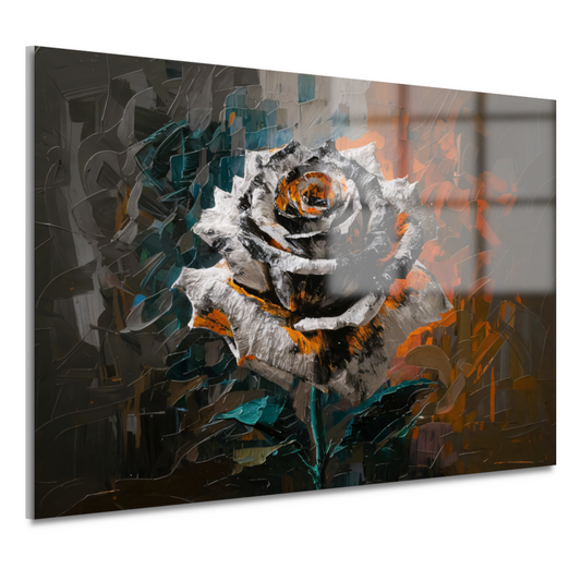 Abstracte Explosie van Oranje en Wit acrylglas
