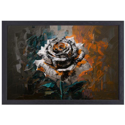 Abstracte Explosie van Oranje en Wit canvas met baklijst