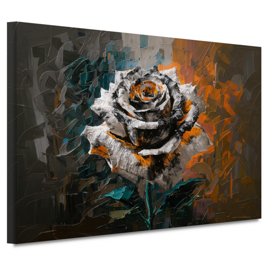 Abstracte Explosie van Oranje en Wit canvas
